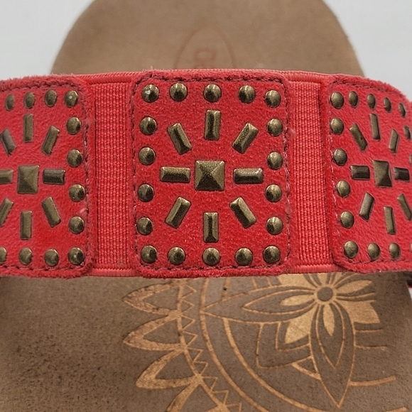 Aetrex Sandals Women 10.5 to 11 Red Double Straps Embellished Memory Foam - Picture 5 of 12